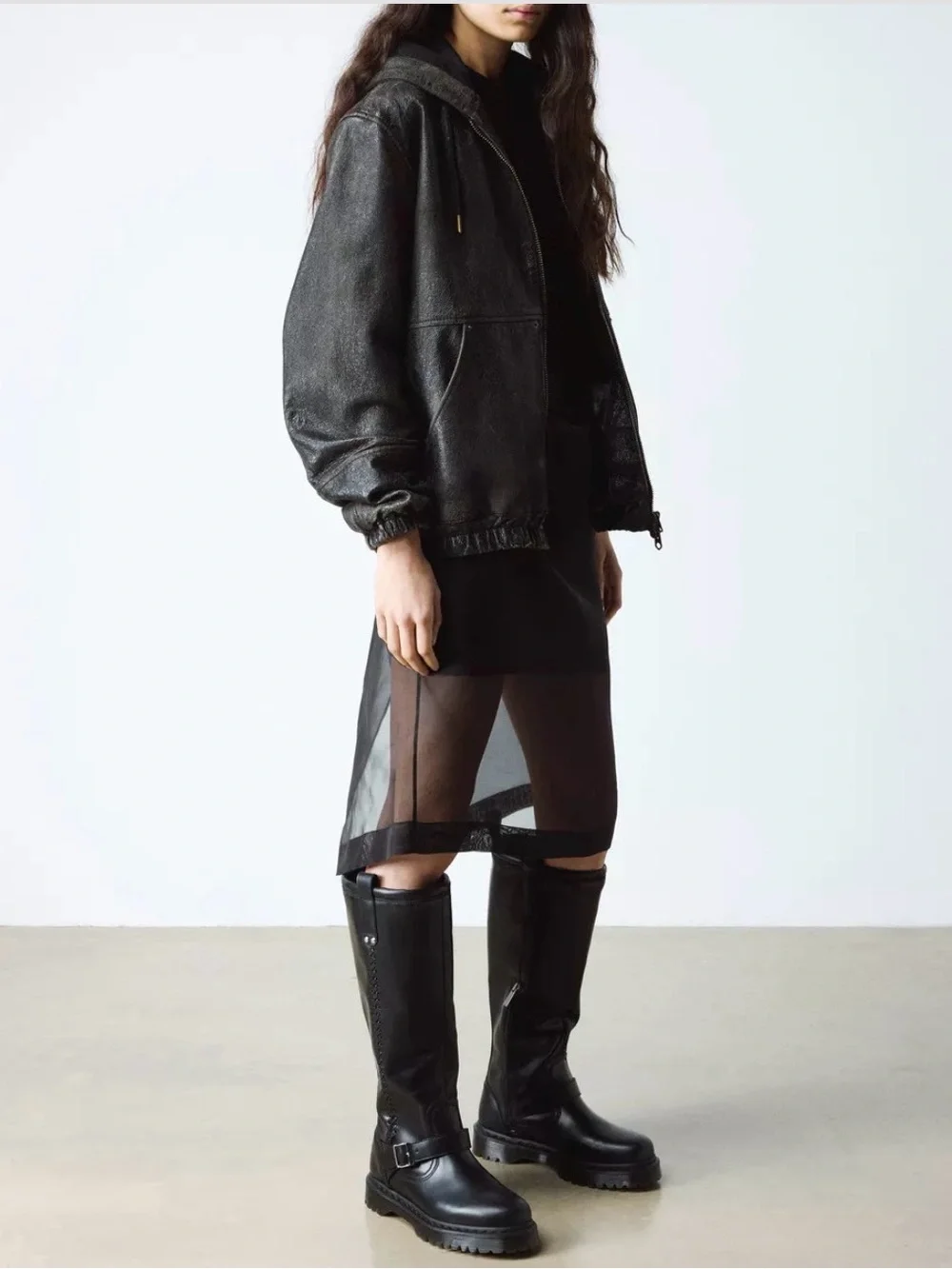 Dr Martens Anistone Black Leather Women's Knee-High Harness Boots Size 11 NIB - Picture 8 of 8